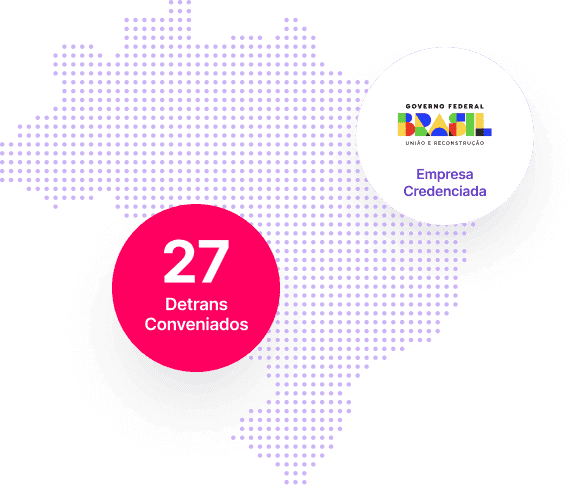 Imagem do mapa do Brasil com informações sobre a presença da Zapay em 25 estados brasileiros e informação sobre a credenciação da Zapay no Ministério da Infraestrutura